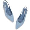 Frank Mully Women’s Slingback Heels Pointed Toe Work Pumps Comfortable Chunky Pumps Closed Toe Stylish Dressy Shoes(Denim/Pu)