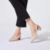 Frank Mully Women’s Slingback Heels Pointed Toe Work Pumps Comfortable Chunky Pumps Closed Toe Stylish Dressy Shoes(Ivory/Knit)
