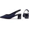 Frank Mully Women’s Slingback Heels Pointed Toe Work Pumps Comfortable Chunky Pumps Closed Toe Stylish Dressy Shoes(Navy/Knit)
