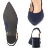 Frank Mully Women’s Slingback Heels Pointed Toe Work Pumps Comfortable Chunky Pumps Closed Toe Stylish Dressy Shoes(Navy/Suede)