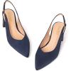 Frank Mully Women’s Slingback Heels Pointed Toe Work Pumps Comfortable Chunky Pumps Closed Toe Stylish Dressy Shoes(Navy/Suede)
