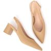 Frank Mully Women’s Slingback Heels Pointed Toe Work Pumps Comfortable Chunky Pumps Closed Toe Stylish Dressy Shoes(Nude/Pu)