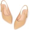 Frank Mully Women’s Slingback Heels Pointed Toe Work Pumps Comfortable Chunky Pumps Closed Toe Stylish Dressy Shoes(Nude/Pu)
