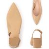 Frank Mully Women’s Slingback Heels Pointed Toe Work Pumps Comfortable Chunky Pumps Closed Toe Stylish Dressy Shoes(Nude/Pu)