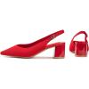 Frank Mully Women’s Slingback Heels Pointed Toe Work Pumps Comfortable Chunky Pumps Closed Toe Stylish Dressy Shoes(Red/Knit)
