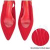 Frank Mully Women’s Slingback Heels Pointed Toe Work Pumps Comfortable Chunky Pumps Closed Toe Stylish Dressy Shoes(Red/Knit)