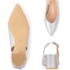 Frank Mully Women’s Slingback Heels Pointed Toe Work Pumps Comfortable Chunky Pumps Closed Toe Stylish Dressy Shoes(Silver/Pu)