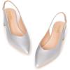Frank Mully Women’s Slingback Heels Pointed Toe Work Pumps Comfortable Chunky Pumps Closed Toe Stylish Dressy Shoes(Silver/Pu)