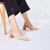 Frank Mully Women’s Slingback Heels Pointed Toe Work Pumps Comfortable Chunky Pumps Closed Toe Stylish Dressy Shoes(Wheat/Knit)