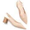 Frank Mully Women’s Slingback Heels Pointed Toe Work Pumps Comfortable Chunky Pumps Closed Toe Stylish Dressy Shoes(Wheat/Knit)