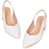 Frank Mully Women’s Slingback Heels Pointed Toe Work Pumps Comfortable Chunky Pumps Closed Toe Stylish Dressy Shoes(White/Pu)