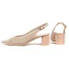 Frank Mully Women’s Slingback Heels Pointed Toe Work Pumps Comfortable Chunky Pumps Knitted Closed Toe Stylish Dressy Shoes(Almond/Mesh)
