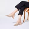 Frank Mully Women’s Slingback Heels Pointed Toe Work Pumps Comfortable Chunky Pumps Knitted Closed Toe Stylish Dressy Shoes(Almond/Mesh)