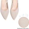 Frank Mully Women’s Slingback Heels Pointed Toe Work Pumps Comfortable Chunky Pumps Knitted Closed Toe Stylish Dressy Shoes(Beige)