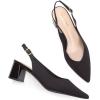 Frank Mully Women’s Slingback Heels Pointed Toe Work Pumps Comfortable Chunky Pumps Knitted Closed Toe Stylish Dressy Shoes(Black)