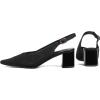 Frank Mully Women’s Slingback Heels Pointed Toe Work Pumps Comfortable Chunky Pumps Knitted Closed Toe Stylish Dressy Shoes(Black/Mesh)