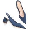 Frank Mully Women’s Slingback Heels Pointed Toe Work Pumps Comfortable Chunky Pumps Knitted Closed Toe Stylish Dressy Shoes(Blue)