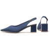 Frank Mully Women’s Slingback Heels Pointed Toe Work Pumps Comfortable Chunky Pumps Knitted Closed Toe Stylish Dressy Shoes(Blue)