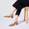 Frank Mully Women’s Slingback Heels Pointed Toe Work Pumps Comfortable Chunky Pumps Knitted Closed Toe Stylish Dressy Shoes(Coffee)