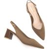Frank Mully Women’s Slingback Heels Pointed Toe Work Pumps Comfortable Chunky Pumps Knitted Closed Toe Stylish Dressy Shoes(Coffee)