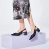 Frank Mully Women’s Slingback Heels Pointed Toe Work Pumps Comfortable Chunky Pumps Knitted Closed Toe Stylish Dressy Shoes(Navy/Mesh)