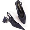 Frank Mully Women’s Slingback Heels Pointed Toe Work Pumps Comfortable Chunky Pumps Knitted Closed Toe Stylish Dressy Shoes(Navy/Mesh)