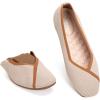 Frank Mully Womens Square Toe Flat Shoes Comfortable Knitted Flats Work Flats for Woman(6081nude)