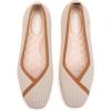 Frank Mully Womens Square Toe Flat Shoes Comfortable Knitted Flats Work Flats for Woman(6081nude)