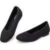 Frank Mully Womens Square Toe Flat Shoes Comfortable Knitted Flats Work Flats for Woman(Black)