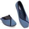 Frank Mully Womens Square Toe Flat Shoes Comfortable Knitted Flats Work Flats for Woman(Blue)