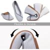 Frank Mully Womens Square Toe Flat Shoes Comfortable Knitted Flats Work Flats for Woman(Grey)
