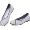 Frank Mully Womens Square Toe Flat Shoes Comfortable Knitted Flats Work Flats for Woman(Grey)