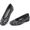 Frank Mully Womens Square Toe Flat Shoes Comfortable Knitted Flats Work Flats for Woman(Leopard)
