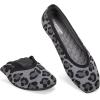 Frank Mully Womens Square Toe Flat Shoes Comfortable Knitted Flats Work Flats for Woman(Leopard)
