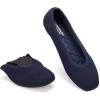 Frank Mully Womens Square Toe Flat Shoes Comfortable Knitted Flats Work Flats for Woman(Navy)