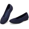 Frank Mully Womens Square Toe Flat Shoes Comfortable Knitted Flats Work Flats for Woman(Navy)