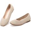 Frank Mully Womens Square Toe Flat Shoes Comfortable Knitted Flats Work Flats for Woman(Nude)