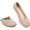 Frank Mully Womens Square Toe Flat Shoes Comfortable Knitted Flats Work Flats for Woman(Nude)