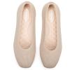 Frank Mully Womens Square Toe Flat Shoes Comfortable Knitted Flats Work Flats for Woman(Nude)