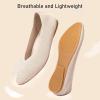 Frank Mully Women’s Square Toe Knitted Flats Breathable Lightweight Slip-On Shoes with Arch Support for All-Day Comfort(Beige)