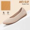 Frank Mully Women’s Square Toe Knitted Flats Breathable Lightweight Slip-On Shoes with Arch Support for All-Day Comfort(Beige)