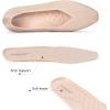 Frank Mully Women’s Square Toe Knitted Flats Breathable Lightweight Slip-On Shoes with Arch Support for All-Day Comfort(Beige)