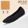 Frank Mully Women’s Square Toe Knitted Flats Breathable Lightweight Slip-On Shoes with Arch Support for All-Day Comfort(Black)