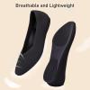 Frank Mully Women’s Square Toe Knitted Flats Breathable Lightweight Slip-On Shoes with Arch Support for All-Day Comfort(Black/Mesh)