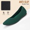 Frank Mully Women’s Square Toe Knitted Flats Breathable Lightweight Slip-On Shoes with Arch Support for All-Day Comfort(Green/Mesh)