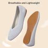Frank Mully Women’s Square Toe Knitted Flats Breathable Lightweight Slip-On Shoes with Arch Support for All-Day Comfort(Grey/Mesh)