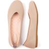 Frank Mully Women’s Wide Width Flats Ballet Flats Round Toe Knit Flat Shoes with Arch Support Wide Toe Box(Ecru)