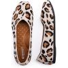 Frank Mully Women’s Wide Width Flats Ballet Flats Round Toe Knit Flat Shoes with Arch Support Wide Toe Box(Leopard)