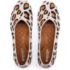 Frank Mully Women’s Wide Width Flats Ballet Flats Round Toe Knit Flat Shoes with Arch Support Wide Toe Box(Leopard)