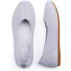 Frank Mully Women’s Wide Width Flats Ballet Flats Round Toe Knit Flat Shoes with Arch Support Wide Toe Box(Light Grey)